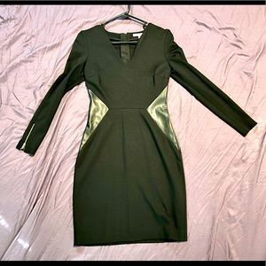 Banana Republic knee length shift dress with leather inserts. Size 0